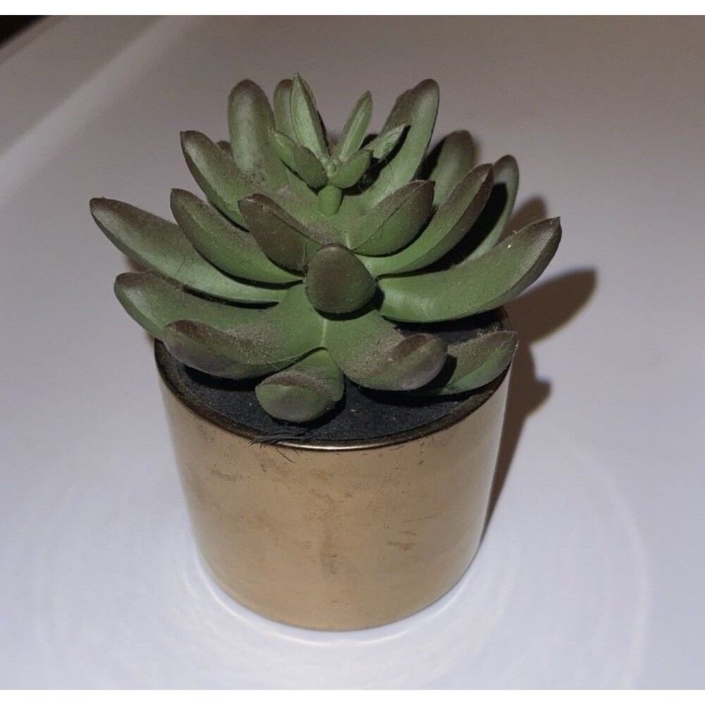 Target Faux Succulent Gold Tone Vase 4.5 in x 3 in